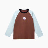 NOC-Breath ラグラン長袖Tシャツ 吸湿 速乾(ブラウン&ライトブルー)