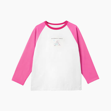NOC-Breath ラグラン長袖Tシャツ 吸湿 速乾(ピンク&ホワイト)