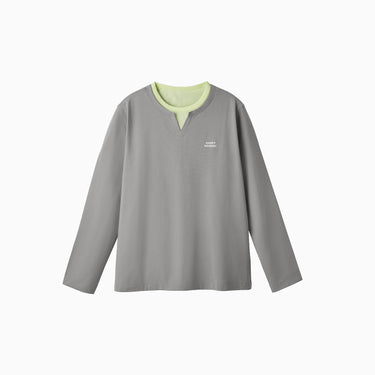 NOC-Dry コットンライクレイヤードロングTシャツ 速乾(ライトグレー)