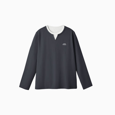NOC-Dry コットンライクレイヤードロングTシャツ 速乾(ダークグレー)