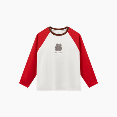 NOC-Breath ラグラン長袖Tシャツ 吸湿 速乾(ベージュ&レッド)