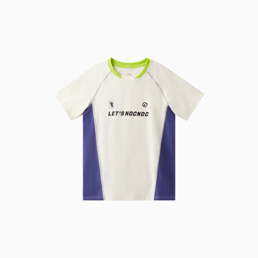 NOC-ICE Tネック半袖Tシャツ 冷感 UVカット(ホワイト×ブルー)