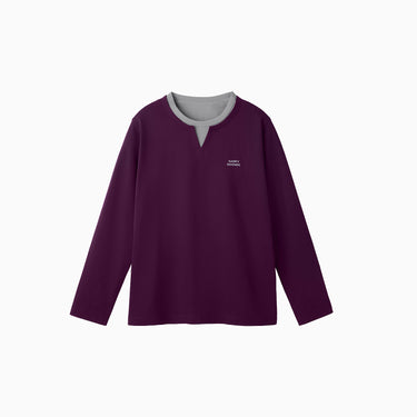NOC-Dry コットンライクレイヤードロングTシャツ 速乾(バーガンディ)