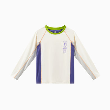 NOC-Ice スポーティー長袖Tシャツ 冷感 UVカット(ホワイト&パープルブルー)